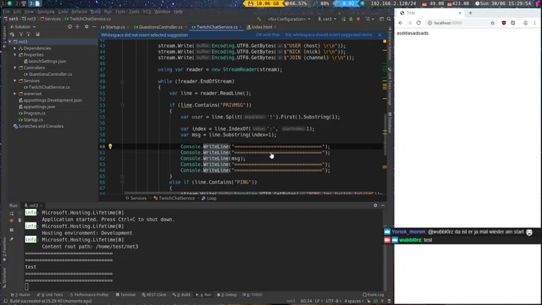 Streamer Fragen Tool Webinterface C, ASP.NET Core 3.0 Preview, Vue.js