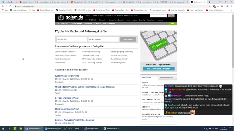 Stellenanzeigen YT Comments