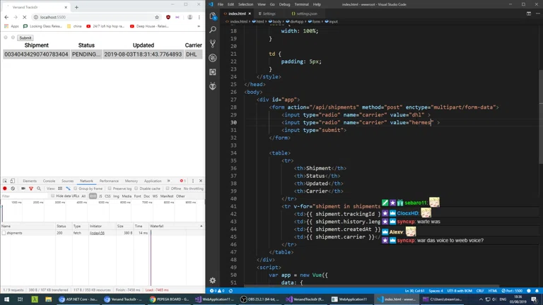 Tracks0r App für Amazon, DHL, UPS, Hermes, DPD - C, .NET Core, vue.js, SQLite