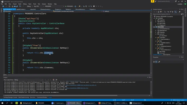 Windows Key Verwaltung für Hardwarerat PROGGERS - CASP.NET Core, Vue.js