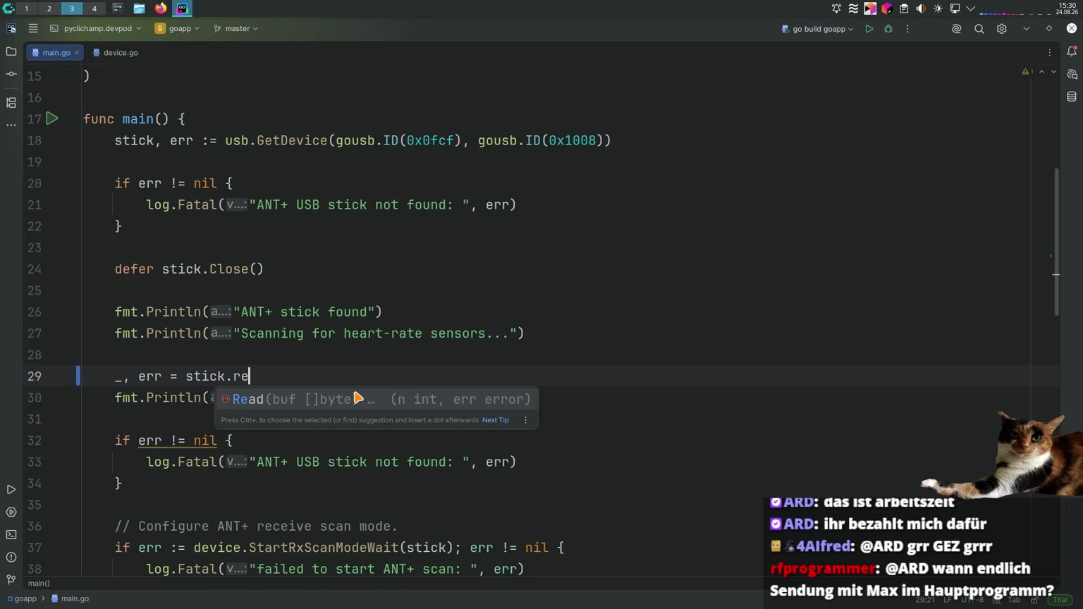 HeartBeatSensor (ANT+) Auslesen In GO 💖 oder C#/JS/Rust/C++ ? IDK