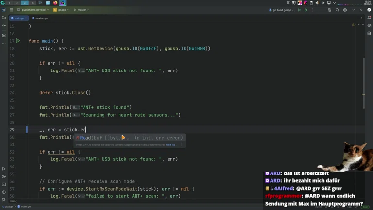 HeartBeatSensor (ANT+) Auslesen In GO 💖 oder C#/JS/Rust/C++ ? IDK